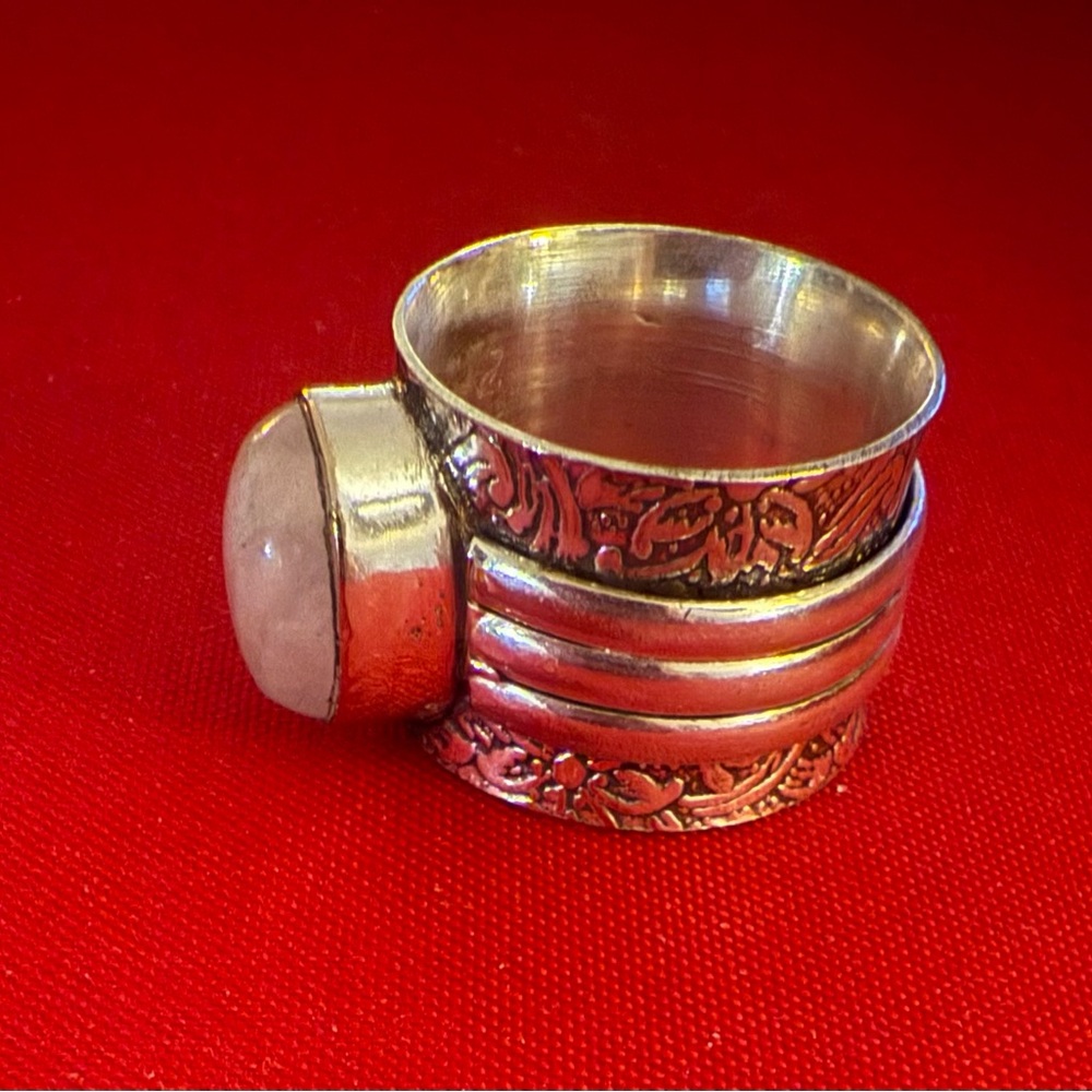 Sterling silver ring with white transparent stone
